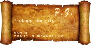 Prokopp Gergely névjegykártya